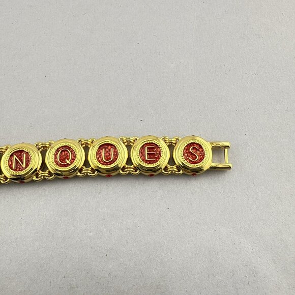 Camrose & Kross JBK Bracelet Red Castellani Wedding Jackie Kennedy Gold Tone 8" - Picture 9 of 16